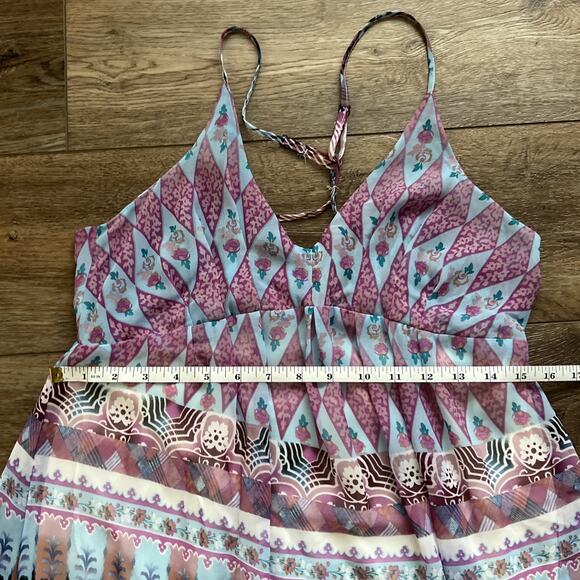 Anna Sui X O'Neill Maxi Dress Womens Med Purple Cloud Burst Chiffon Beachy Boho - Picture 8 of 12